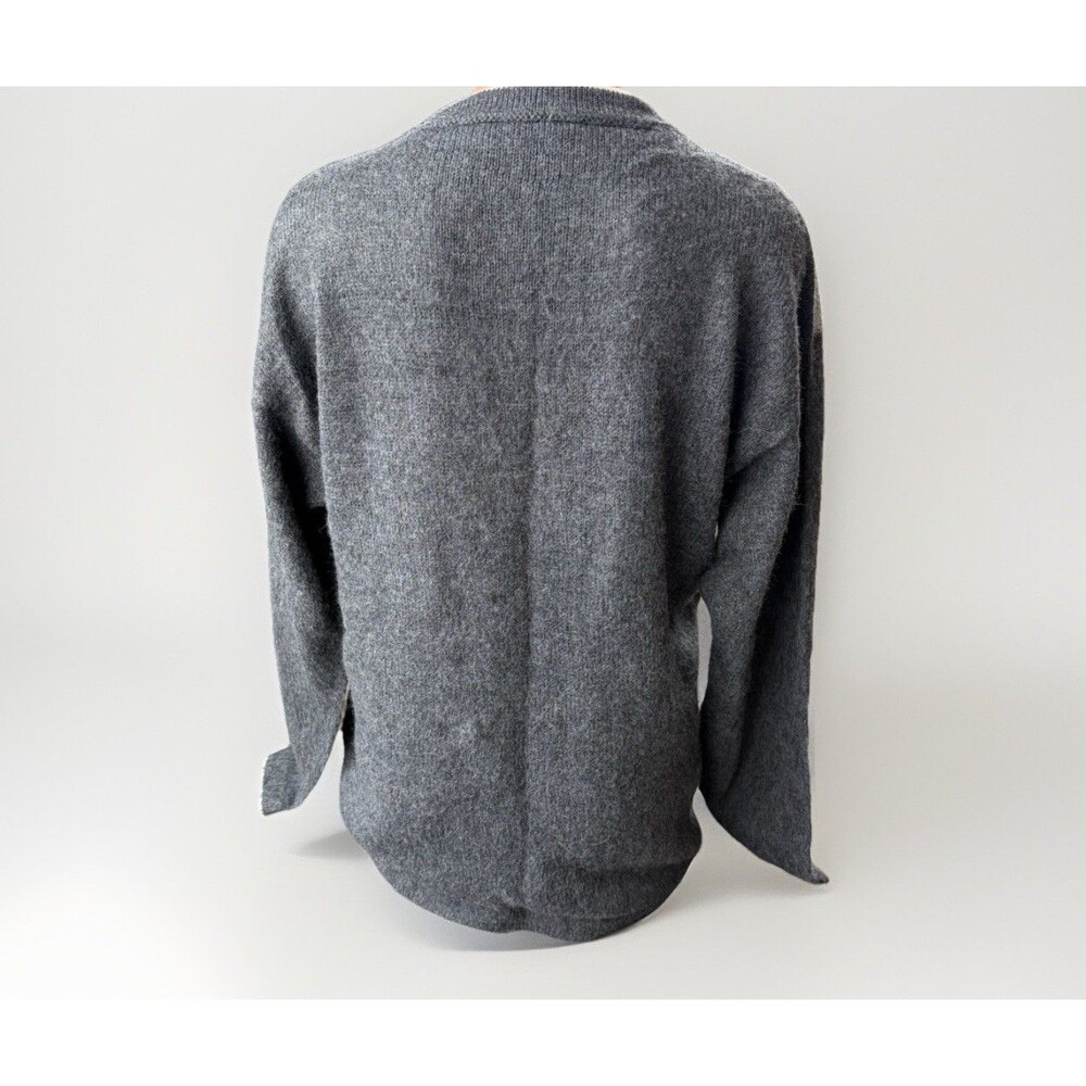 Women’s Alpaca Button Up Cardigan Sweater Size L Black Gray - Picture 3 of 4